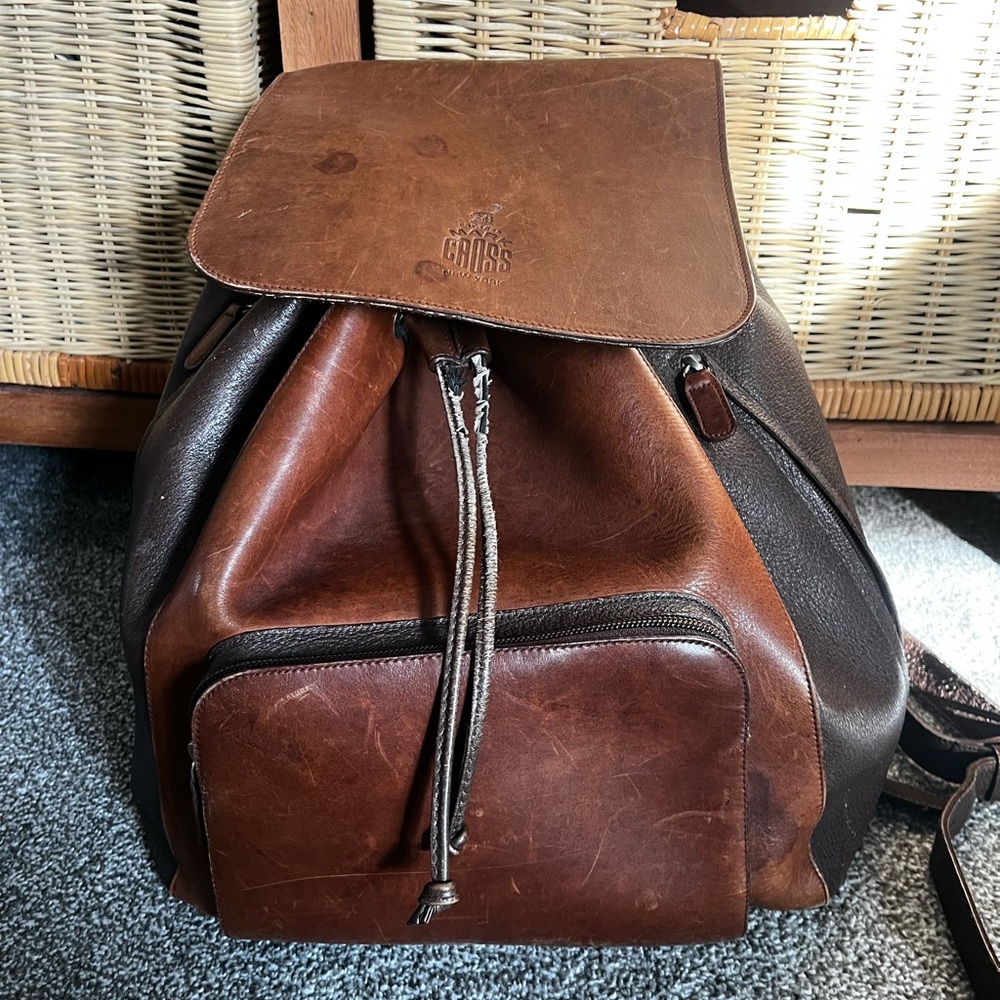 Vintage Mark Cross Leather Backpack